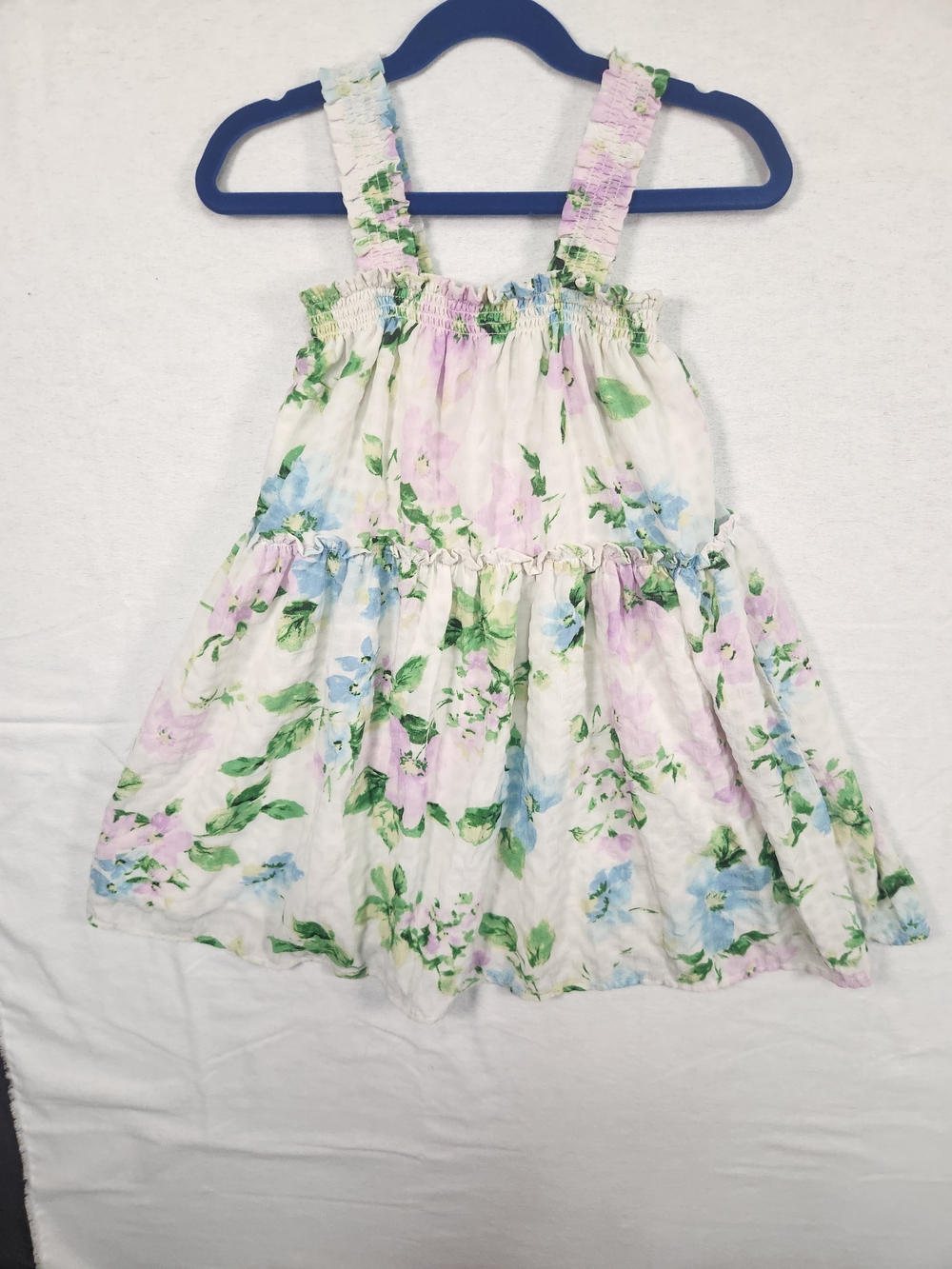 Old Navy White Floral Sundress with Pink, Blue & Green